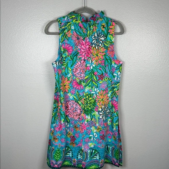 Lilly Pulitzer Adalina Romper Sea Breeze Blue Walking on Sunshine print size 10 - Picture 7 of 10